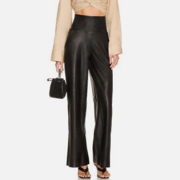 Commando Pants - Commando Faux Leather Wide Leg Pant- Black - Small